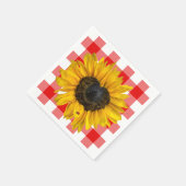 Serviette En Papier Coeur Tournesol Ladybug sur Buffalo Plaid (Coin)