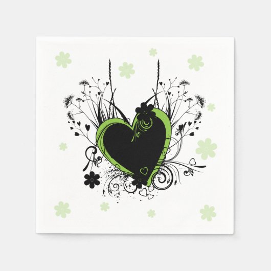 Serviette En Papier Coeur vert (Devant)
