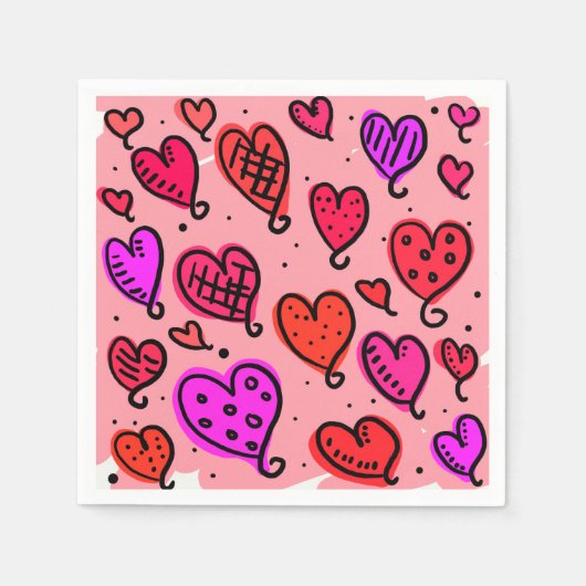 Serviette En Papier Coeurs (Devant)