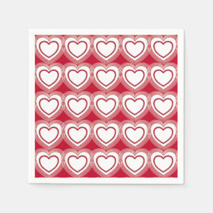 Serviette En Papier Coeurs Abstraits modernes - Rouge et Blanc