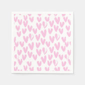 Serviette En Papier Coeurs Abstraits roses sur blanc (Devant)