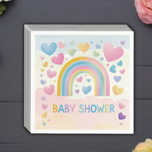 Serviette En Papier Coeurs amusants et Baby shower arc-en-ciel