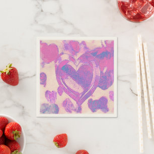 Serviette En Papier Coeurs aquarelle