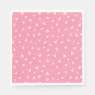 Serviette En Papier Coeurs aquarelle - rose poli