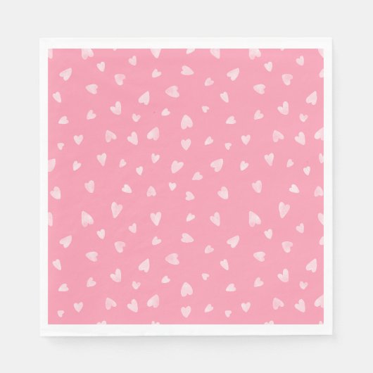 Serviette En Papier Coeurs aquarelle - rose poli (Devant)