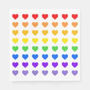 Serviette En Papier Coeurs arc-en-ciel
