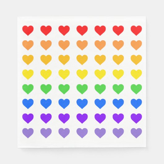 Serviette En Papier Coeurs arc-en-ciel (Devant)