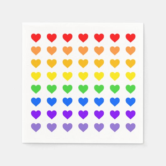 Serviette En Papier Coeurs arc-en-ciel (Devant)