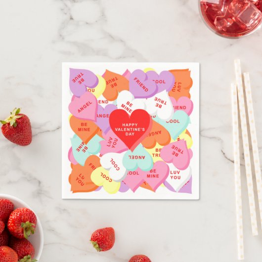 Serviette En Papier Coeurs avec les paroles Valentine's Day Papier ser (En situation)