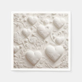 Serviette En Papier Coeurs Blancs (Aspect Embossé) (Devant)