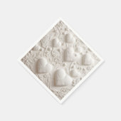 Serviette En Papier Coeurs Blancs (Aspect Embossé) (Coin)