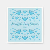 Serviette En Papier Coeurs bleus et texte personnalisé - Baby shower (Devant)