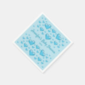 Serviette En Papier Coeurs bleus et texte personnalisé - Baby shower (Coin)
