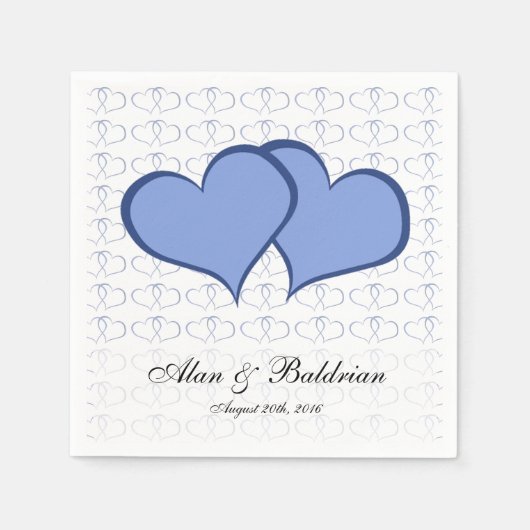Serviette En Papier Coeurs Bleus Romantiques Graphisme He Texte Person (Devant)