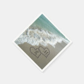 Serviette En Papier Coeurs bloqués sur le sable de plage (Coin)