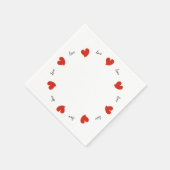 Serviette En Papier Cœurs Chaleureux Rouge - Texte personnalisé (Coin)