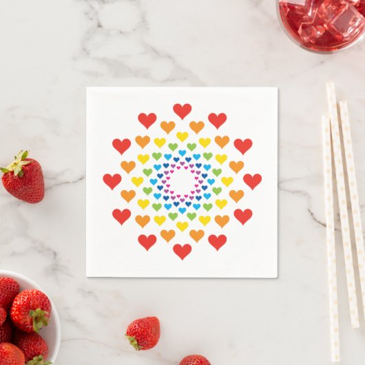 Serviette En Papier Coeurs colorés (En situation)
