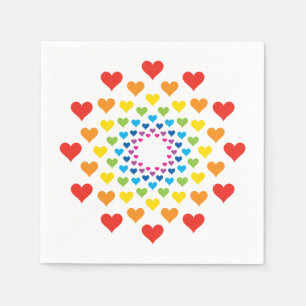 Serviette En Papier Coeurs colorés