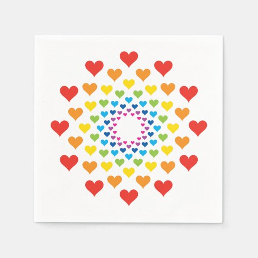 Serviette En Papier Coeurs colorés (Devant)