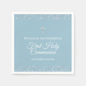 Serviette En Papier Coeurs Confetti Première communion sainte (Devant)