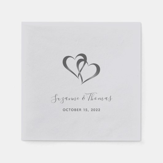 Serviette En Papier Coeurs connectés personnalisés serviettes gris arg (Devant)