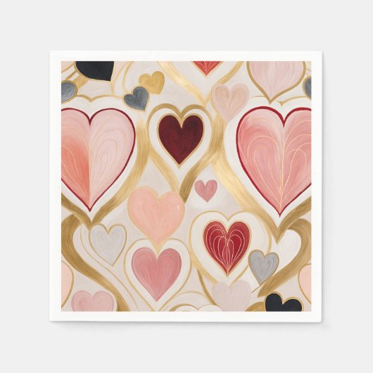 Serviette En Papier Coeurs d'amour (Devant)