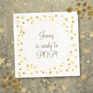 Serviette En Papier Cœurs d'amour dorés Prêts à éclater Baby Shower Sp