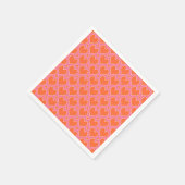 Serviette En Papier Coeurs d'amour et motif Pois en rose, orange (Coin)