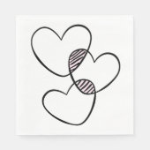 Serviette En Papier Coeurs d'amour mignons Mariage rose noir blanc (Devant)
