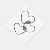 Serviette En Papier Coeurs d'amour mignons Mariage rose noir blanc (Coin)