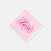 Serviette En Papier Coeurs d'amour - rose et rouge (Coin)