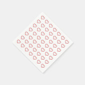 Serviette En Papier Coeurs d'amour rouge sur blanc (Coin)