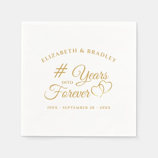 Serviette En Papier Coeurs d'anniversaire Élégants des années à jamais (Devant)