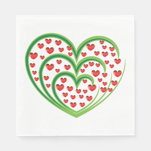 Serviette En Papier Coeurs dans le coeur Papier serviettes (Devant)