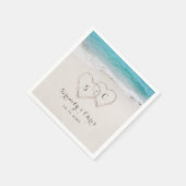 Serviette En Papier Coeurs dans le sable destination mariage plage (Coin)