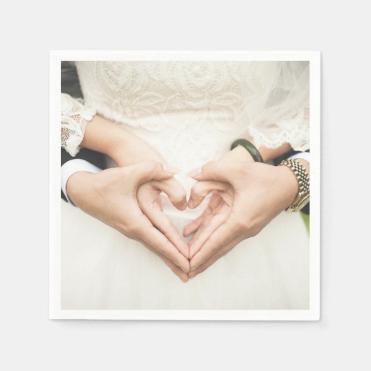Serviette En Papier Coeurs dans nos mains Mariage (Devant)