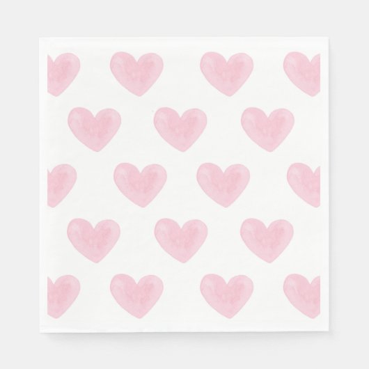 Serviette En Papier Coeurs d'aquarelle rose. Amour. Valentines rougies (Devant)