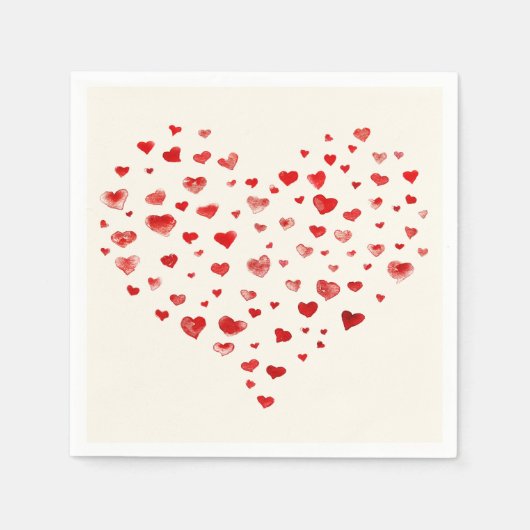 Serviette En Papier Coeurs d'aquarelle rouge très simples (Devant)