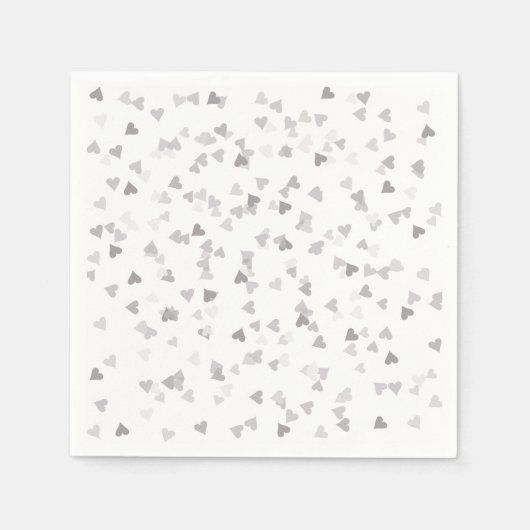 Serviette En Papier Coeurs d'argent Confetti (Devant)