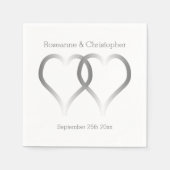 Serviette En Papier Coeurs d'argent mariage Napkins (Devant)