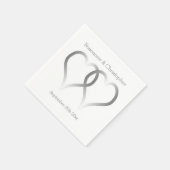 Serviette En Papier Coeurs d'argent mariage Napkins (Coin)