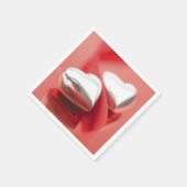 Serviette En Papier Coeurs d'argent Rubans rouges serviettes (Coin)