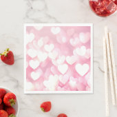 Serviette En Papier Coeurs De Bokeh Rose Et Blanc (En situation)