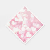 Serviette En Papier Coeurs De Bokeh Rose Et Blanc (Coin)