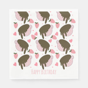 Serviette En Papier Cœurs de café mignons au chocolat et aux fraises d