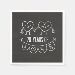 Serviette En Papier Coeurs de calèche-cadeaux du 20e anniversaire