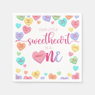 Serviette En Papier Coeurs de conversation 1er Anniversaire serviettes