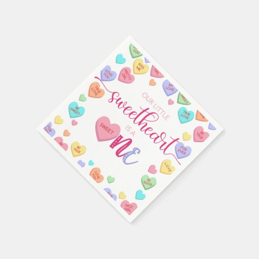 Serviette En Papier Coeurs de conversation 1er Anniversaire serviettes (Coin)
