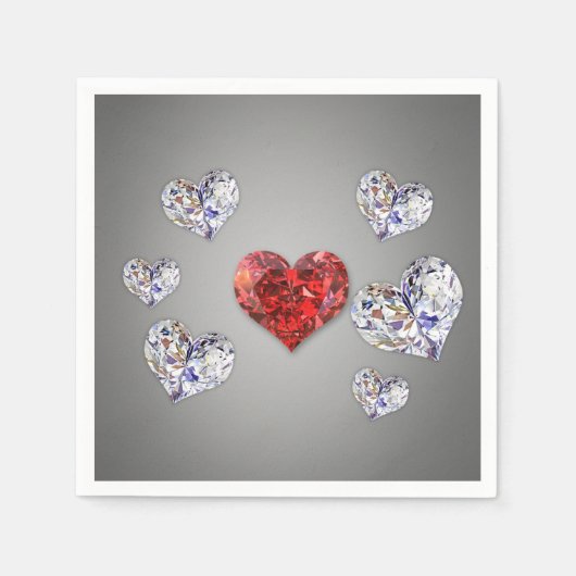 Serviette En Papier Coeurs de diamants précieux et élégants (Devant)