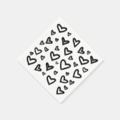 Serviette En Papier Coeurs de Doodle peints à la main noir et blanc (Coin)
